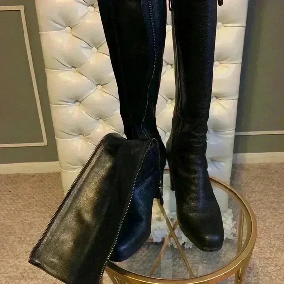 Prada Boot Mid Calf Double (2) Zippers High Heels Size 8 Black Soft Leather. - Picture 11 of 13